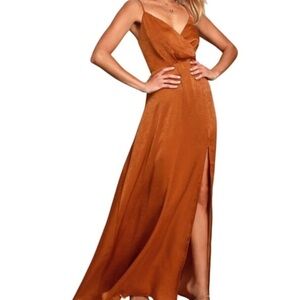 Lulu's Rust Maxi Dress with Slit